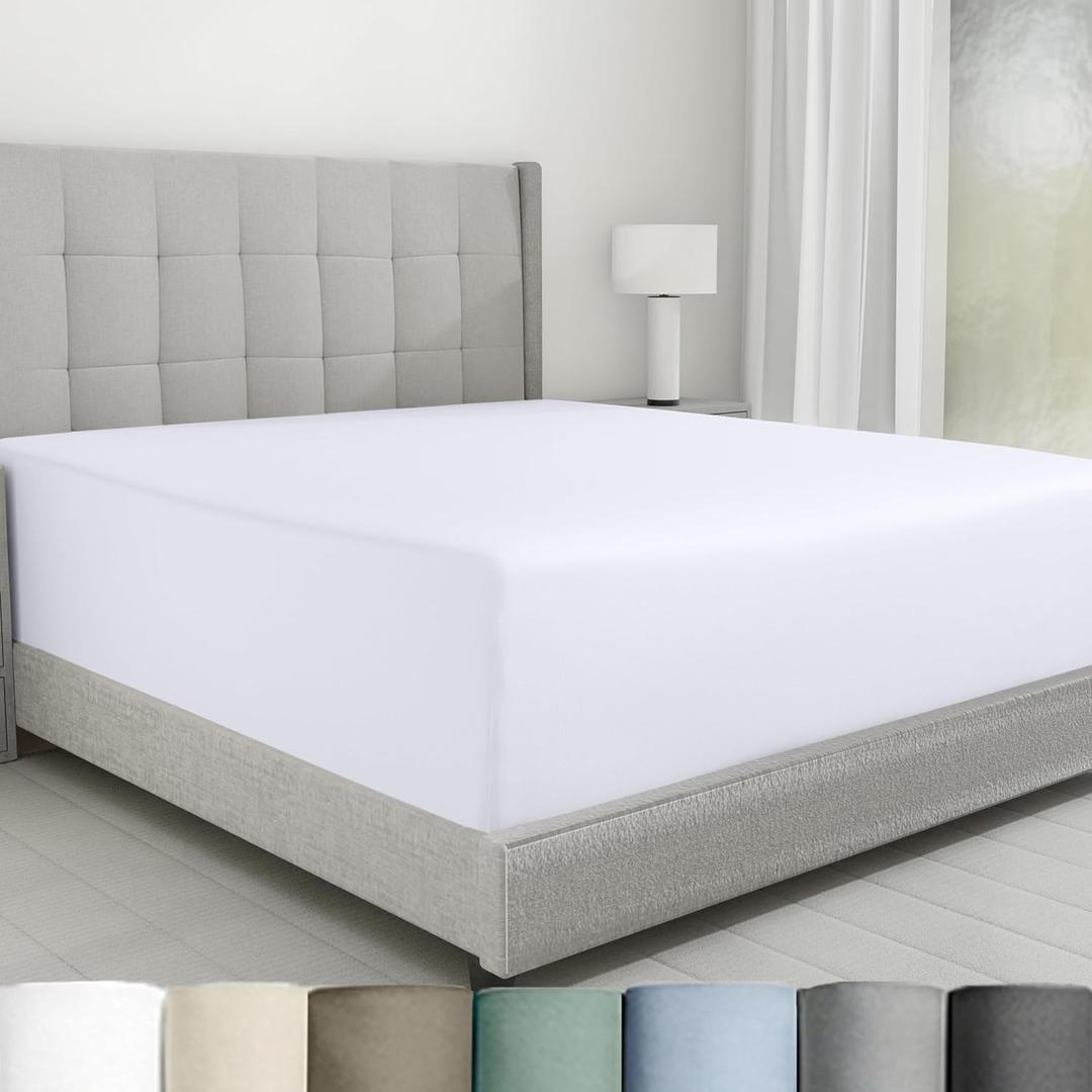 California Design Den Full Size Fitted Sheet Only - 100% Cotton, 600 Thread Count, Soft Deep Pocket Bottom Fitted Sheet, Sateen Weave, Premium-Feel Bedding, Featuring Foot Side Indicator - White