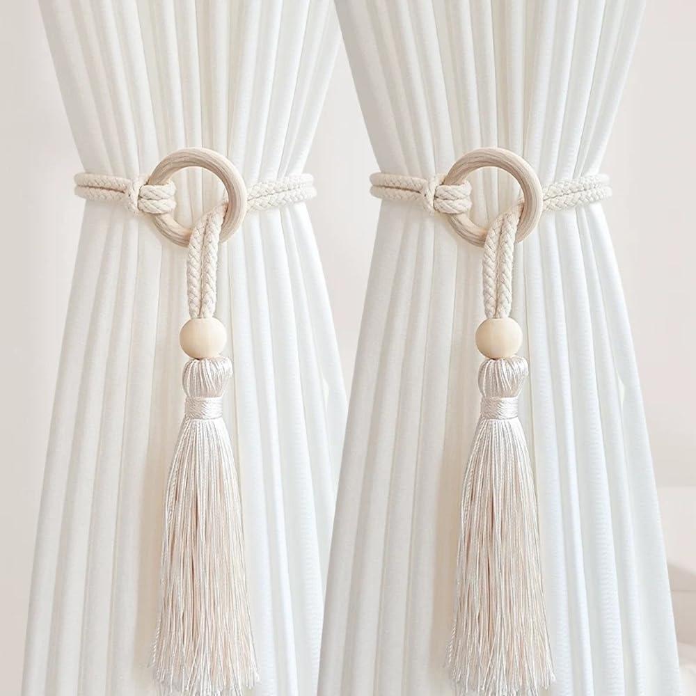 Curtain Tiebacks Holders, Bohemian Clasp, Bohemian Curtain Tassel Clasp, Tiebacks No Hole Punching Decorative for Bedroom Window Treatment