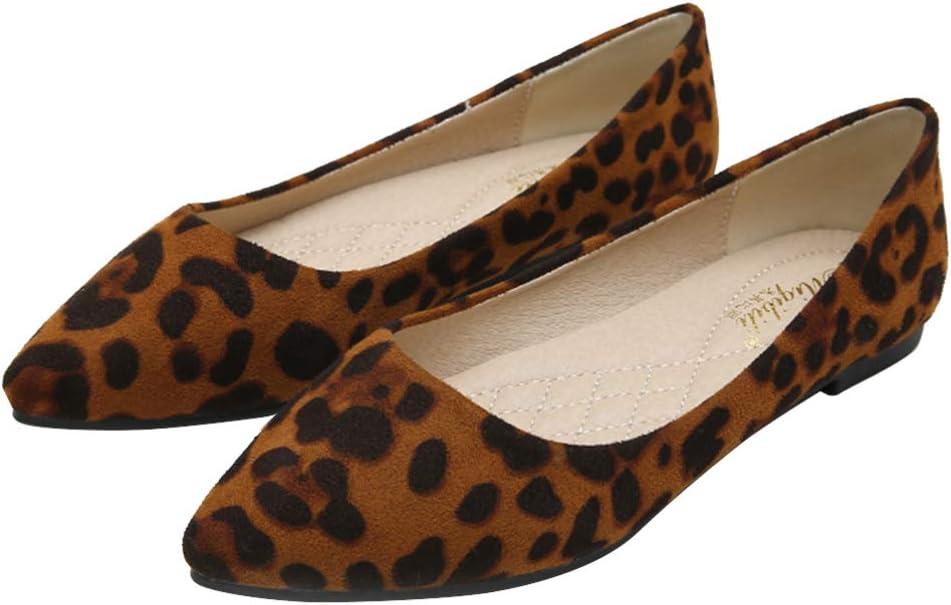 Leopard Print Ballet Flat Shoes Women Classic Pointed Low Heel Mules Comfortable Wedding Party Shoes (9)