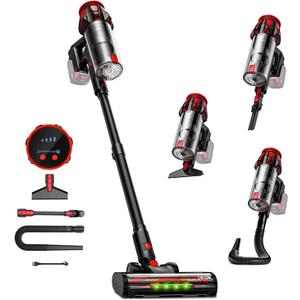 Cordless Vacuum Cleaner for Milwaukee Battery, 45KPA 400W Self-Standing Stick Vacuum with Green Dust Light, Anti-Tangle Brush Lightweight Vacuum for Home, Garage, Workshop, Pet(Battery Not Included)