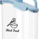 Bird Seed Storage Container Portable-3 Qt/2.8 L Clear Plastic Pet Food Container-with Measuring Cup,Airtight Wild Bird Seed Dispenser for Storing Sunflower Seed|Squirrel proof|BPA Free-Blue