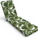 Outdoor Chaise Lounge Cushion for Patio Furniture 72 x 21 x 3 Inch, Water Resistant Patio Lounge Chair Cushion with Straps for Lawn Pool Furniture, 1 Pack, Palm Green