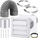 Glooglitter Dryer Vent Kit 4 Inch Dryer Ducting Tube Vent Hose Connector Wall Ducting Kit for Air Circulation(Silver)