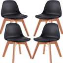 Kids Chair Set of 4，Solid Color Simple Style Small Desk Chair for 3-10 Years Old Children, Curved backrest Design and Sponge Padded seat for Living Room Bedroom Dining Room (Black 4)