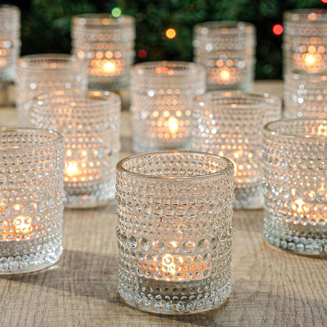 36 Pcs Votive Candle Holders for Table Centerpiece, DIY Wax Filling Clear Glass Tea Light Candle Holders Sets, Tealight Candle Holders for Wedding Decor Gift Home Decoration