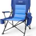 Oversized Folding Camping Chairs for Adults, Heavy Duty, supports 500 lbs; Big and Tall High Back Camping Chairs for Heavy People, Padded Lawn Chairs, Camp Chairs for Patio, Beach, Camp, Lawn, Outdoor (Blue)