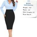 Tapata Women's Office Work Pencil Skirt Stretch High Waist Below Knee Bodycon for Business Casual (Black, L)