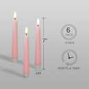 Eywamage Short Pink Flameless Taper Candles with Remote, Flickering Spring Easter Battery LED Wax Candlesticks Set of 6