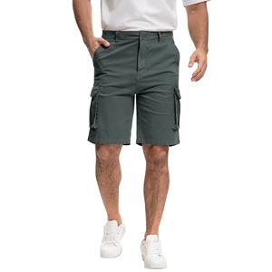 AOHIKE Mens Casual Shorts with 7 Pockets - 9" Inseam Cargo Tactical Shorts Breathable for Outdoor Golf Travel, Grey 3XL