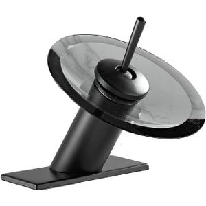 Bathroom Faucet Black Glass Spout Waterfall Single Handle One Hole Bath Sink Faucet Vanity Lavatory Basin Mixer Tap with Cover Plate Deck Mount Commercial (Regular)