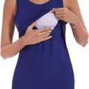 Sosolism Summer Maternity Nursing Tank Top for Breastfeeding Camis,Dark Blue,L (Blue, L)