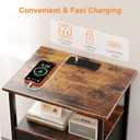 Nightstand with Charging Station, Bedside End Table with 2 Fabric Drawers for Bedroom, Side Table with USB Ports and Outlets (Brown Black)