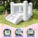 iLink-outer White Bounce House for Big Kids 8-12 and Adult Indoor Outdoor Large Bouncy Castle Theme with Slide and Air Blower 133.86 x 96.46 x 74.02 inch Big Playhouse for Party