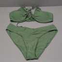 Meetall Women's High Cut String Triangle Bikini Set Swimsuits Sexy Bathing Suits 2 Piece (Large, Green)