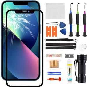 Screen Glass Replacement Compatible with IPhone 13 Series 6.1 inch,Replacement Screen Kit with Repair Tools,Waterproof Adhesive(NO OLED & Touch Digitizer)