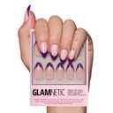 Glamnetic Press On Nails - Plum | Semi-Transparent Dark Plum Purple French Tip Short Almond False Nails, Reusable Stick On Fake Nails with Glue | Salon Quality | 15 Sizes - 30 Nail Kit