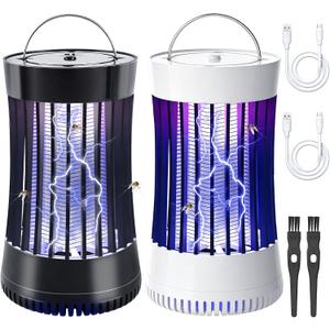 Lulu Home Bug Zapper Indoor, 2 Packs Mosquito Killer with Fan, 1500V Electric Fly Trap, USB Plug-in Insect Catcher for Home, Kitchen, Bedroom, Black & White