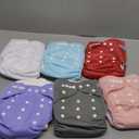 ALVABABY 6 Pack Cloth Diaper with 12 Inserts One Size Adjustable Washable Reusable Diaper Cover for Baby Girls and Boys (03 Light Blue/White/Purple/Pink/Grey/Red)