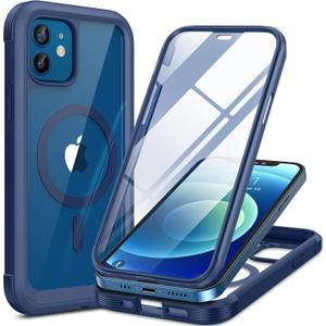 Miracase Magnetic for iPhone 12 mini Case, [360 Full-Body Protection & Complete Camera Guard], Drop & Scratch-Resistant, Shockproof, Stylish Clear iPhone Case, iPhone 12 mini Cover, Blue