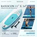 Inflatable Stand Up Paddle Board 11' x 34" Extra Wide SUP, Ultra-Stable for Adults & Dog, 450lbs, Dual Chamber Pump, Fiberglass Paddle, Military Grade Dual Layer