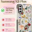 Lotadilo Cute Case for Samsung Galaxy S21 Plus for Women Girls - Funny Design Compatible with Magsafe Magnetic Ring Holder Kickstand Art Retro Flower Fashion Pattern TPU Phone Covers