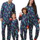 Christmas Onesie Pajamas Family Vacation Novelty One-piece Hooded Matching PJs Allover Pattern Sleepwear Nightwear Size S