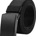 Bluecton Mens Belt Plus Size Adjustable Web Work Belts for Men Black 51'' Big and Tall