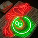 Green&Red Neon Sign Led Neon Lights Signs for Wall Decor USB Powered Led Signs for Room Decoration-Billiard Lady