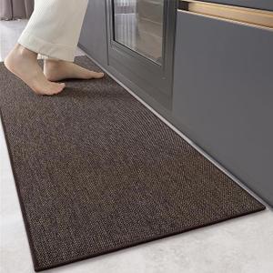 Color&Geometry Kitchen Rugs and Mats Non Slip Washable, Absorbent Woven Kitchen Runner Rug Easy to Clean Kitchen Floor Mats for in Front of Sink, Laundry Room, Hallway, 17”x71”, Brown