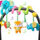 Car Seat Toys, Infant Spiral Plush Hanging Toys for Car Seat Stroller Crib Bassinet Mobile with BB Squeaker Rattles, Baby Toy for 0 3 6 12 Months (Blue)