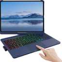 TouchPad Keyboard Case for iPad 10th Generation&iPad 11th(A16,2025),iPad Air 11M3,M2/iPad Pro 11 inch Keyboard360Swivel,7 Use Modes,Rainbow Backlight (Dark Blue)