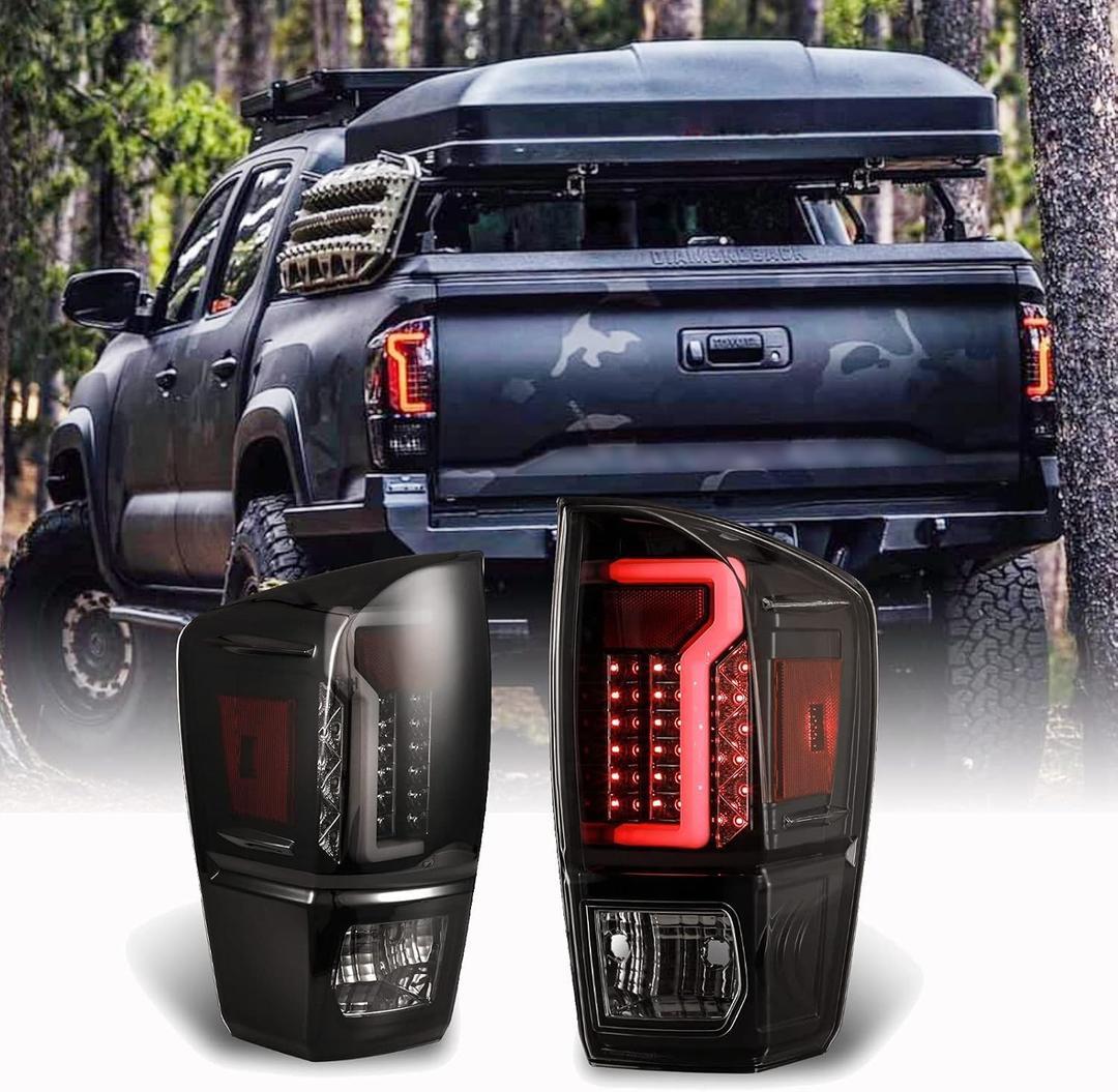 WOLFSTORM LED Tail Light Assembly for 2016-2023 Toyota Tacoma with New LED Light Design, 16-23 Toyota Tacoma LED Tail Light Assembly,1 Pair(Smoke Lens)