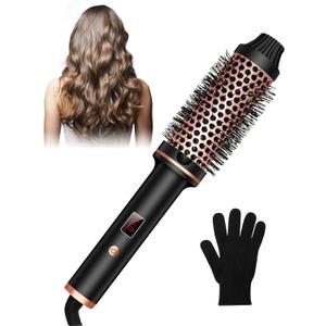 Thermal Brush,10 Temperatures LCD Display Upgrade to 400F 1.5 in Heated Round Brush Curling Iron Heated Ceramic Tourmaline Ionic Comb 110-240V Volum