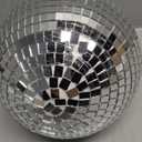 APUDWN 6 Inch Disco Ball Christmas Tree Topper, Retro Silver Reflective Disco Ornaments, Sparkling Mirror Ball Xmas Tree Topper for 70s Theme Party Home Wedding Indoor Outdoor Birthday Holiday Decor