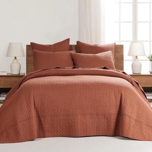 Levtex Home - Cross Stitch Adobe Bedspread Set - King Quilted Bedspread and Two King Shams - Cross Stitch Pattern - Bedspread (120x104in.) and Sham (20x36in.) - Cotton