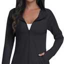 SeSe Code UPF 50+ Hoodie With Eye Mask Womens Zip Up Travel Jackets Lightweight Sleep Sun Protection Shirts Pockets Outdoor (Black, L)