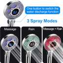 LED Shower Head with Handheld, Color Changing, Shower Head High Pressure with Water Temperature Display, Water Saving Spray Showerheads with 59" Hose and Shower Bracket for Low Water Pressure, Chrome