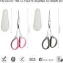 PAFASON Precise & Sharp Sewing Scissor Set 4 PC Curved Straight for DIY Quilting Embroidery Knitting Crafting Cross Stitch Crochet Thread Yarn Paper Fabric Detail Cutting Stainless Steel Safety Case (Green+pink+white)