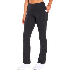 Marika Womens Della High Rise Pocket Bootcut Pant (Large, Black)