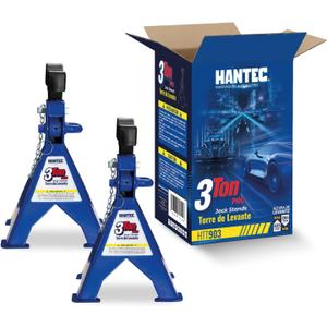 Hantec Jack Stands 3 Ton (6,600 lbs) Pro Double Safety System, Non-Slip Rubber Pad, Heavy-Duty Steel, 1 Pair for Cars, SUVs and Trucks - Blue