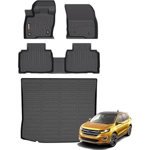 Binmotor-Floor Mats & Cargo Liner Set for Ford Edge 2025 2024 2023 2022-2015, All Weather Car Mats for Ford Edge Mat Floor Liners Rear Cargo Mat Custom Fit for Edge Accessories