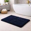 C23 Fluffy Shower Mat 20"x32" Water Absorbent Microfiber Bathroom Rugs, Quick Drying Non Slip Washable Shaggy Bath Mat for Bathroom Floor, Tub & Shower, 210 GSF, Navy Blue