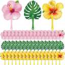 48 Pcs Plastic Tropical Fans Luau Safari Party Fans Smile Face Fans Ornaments Gifts Summer Hawaiian Jungle Party Favors (Hawaiian Party)