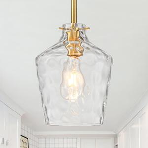 foucasal Modern Hammered Glass Pendant Lighting for Kitchen Island, 7.75"