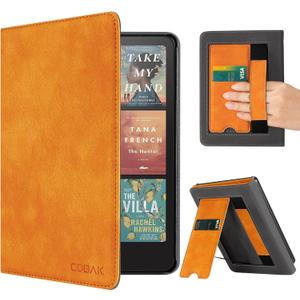 CoBak Case with Stand for Kindle Paperwhite 12th Gen 2024 Released (7") & Kindle Colorsoft Signature Edition - Durable PU Leather Cover with Auto Sleep Wake, Card Slot, Hand Strap Feature