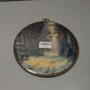 BCUANGD Winter Round Wall Art Decor - Vintage Winter Landspace Wall Art Canvas Frame Artwork Prints, Rustic Xmas Holiday Cottage Round Wall Hanging Decorations for Home Farmhouse Bedroom, 10"x10"