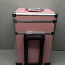 Rolling Makeup Case, Cosmetology Case on Wheels with Large Storage, Durable Design, Ideal Gift for Makeup Artists, Hairstylists, Nail Techs, Portable Beauty Organizer for Travel or Salon Use, Pink