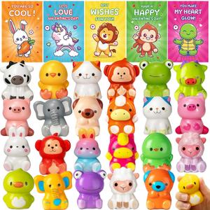 24 Pack Valentines Day Gifts for Kids,Slow Rising Toys with Valentines Cards for Kids, Stress Relief Fidget Toys Set, Classroom Exchange Gifts, Valentine's Day Party Favors, School Prizes