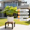 Vigordream Plant Stand Indoor, Heavy Duty Sturdy Metal Plant Holder, Wooden plant Stool, Single Plant Pot Stand Low Short Planter Stand Fit 5-10 Inch Pot (Dark Brown, Small)