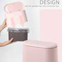 Mini Trash Can with Lid Removable Small Garbage Can, Tiny Plastic Trash Bin, Pop Up Countertop Wastebasket, Counter Garbage Lint Bin for Bathroom,Office,Kitchen,Desk,Coffee Table(Pink)